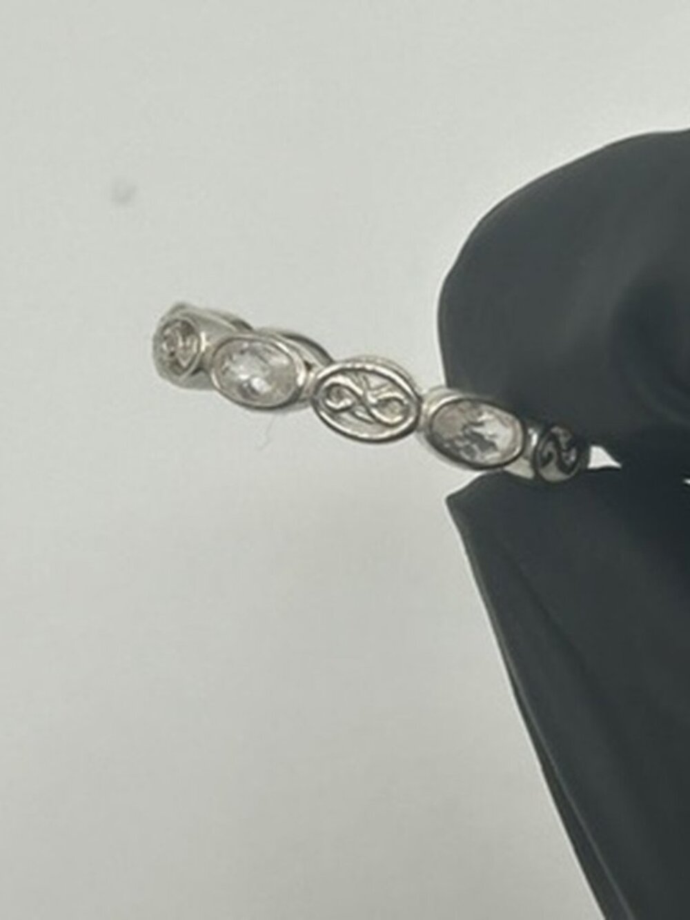 Vintage 925 Sterling Silver CZ Eternity Band Ring Womens Size 8 Stacking New